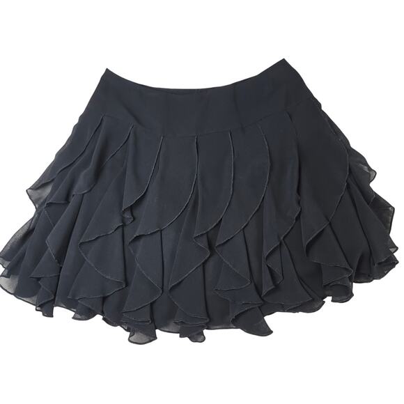 Dots Women's Skirt Size 9/10 Black Tiered Ruffle Mini Y2K Whimsygoth Party Fairy - Picture 1 of 8